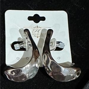 Silver Hammered Scoop Earrings, NWT